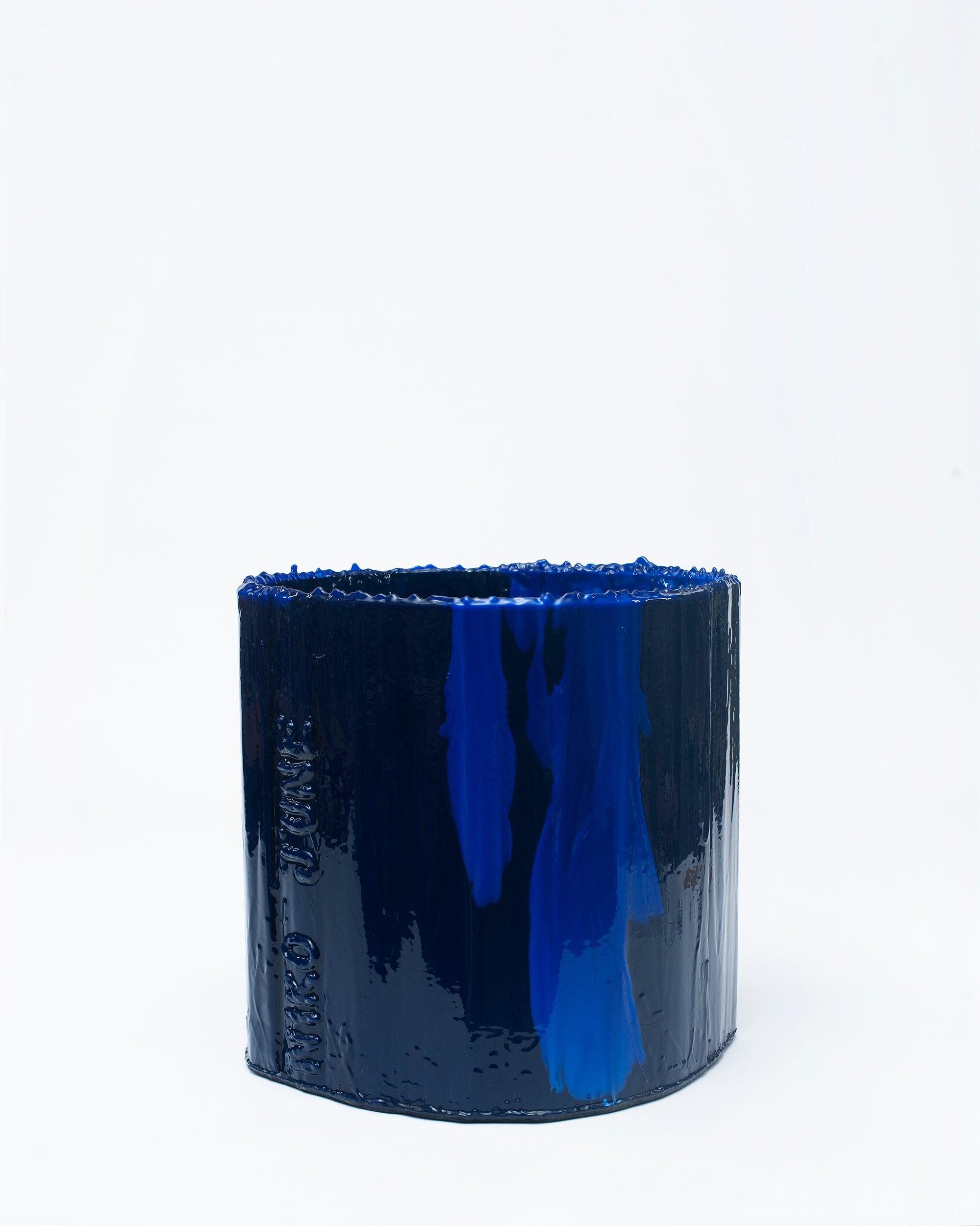 White background, NIKO JUNE logo on the left side in handmade organizer object Deep Flex blue