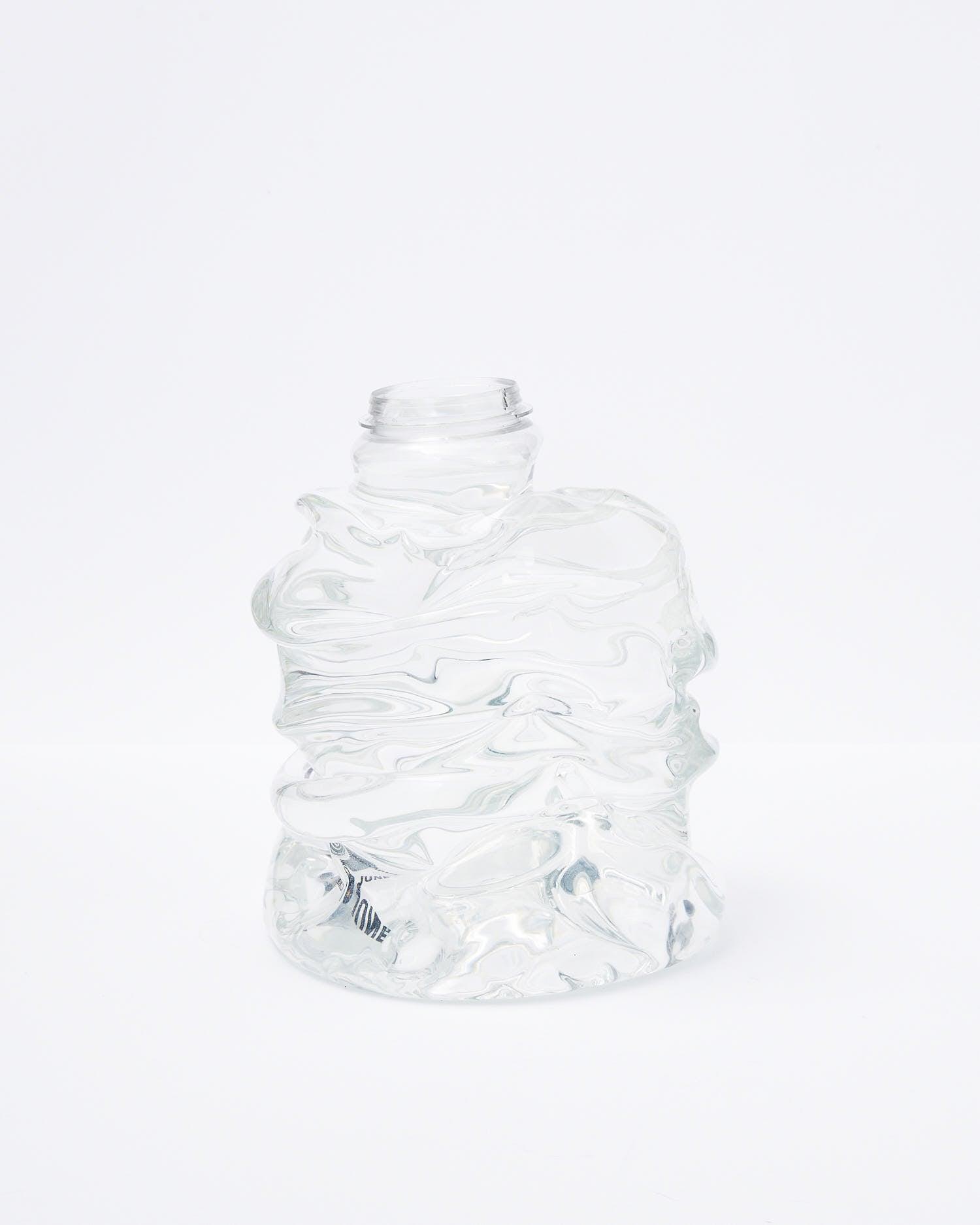 White background, transparent  handmade recycled plastic vase medium