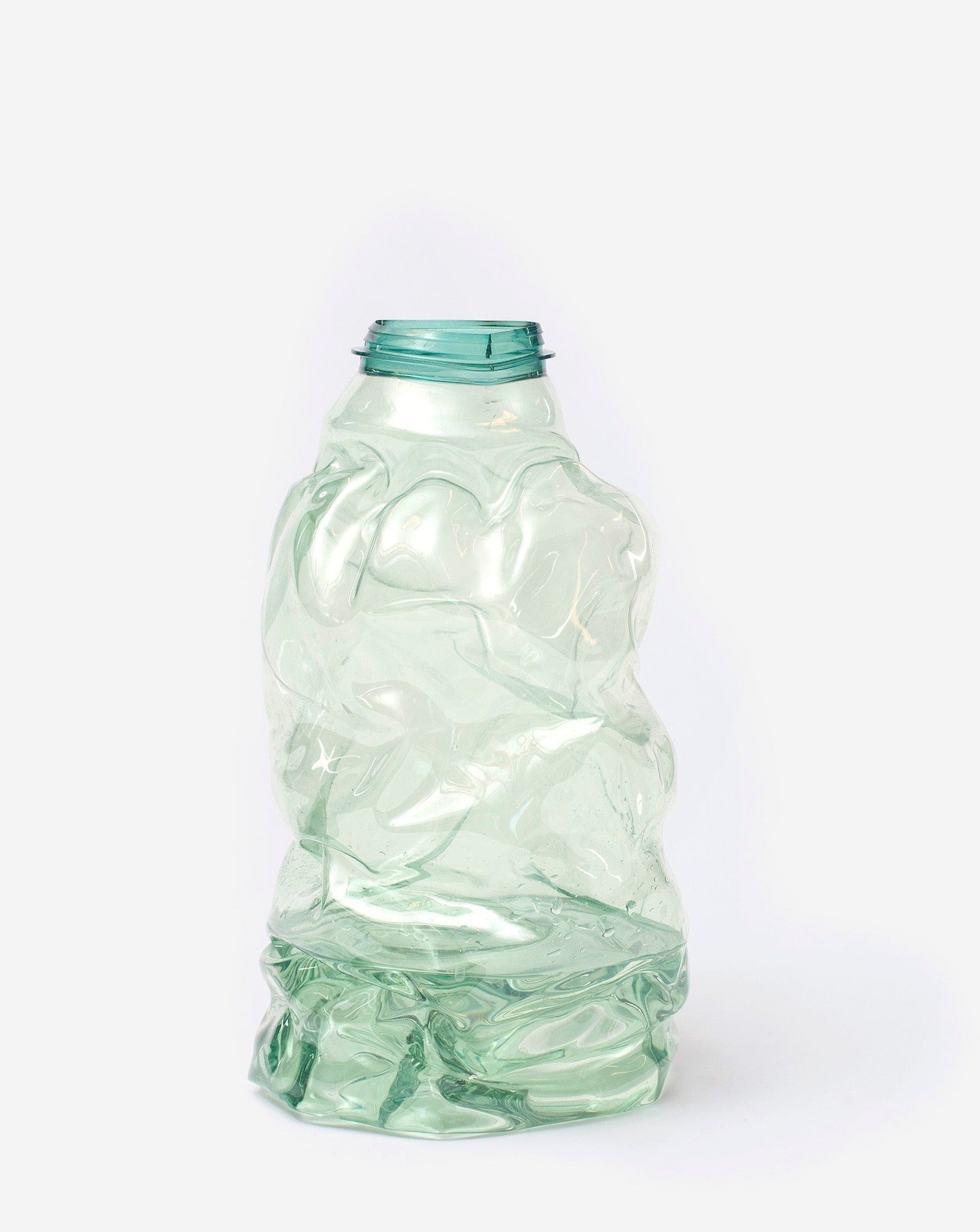Large green recycled plastic vase on white background