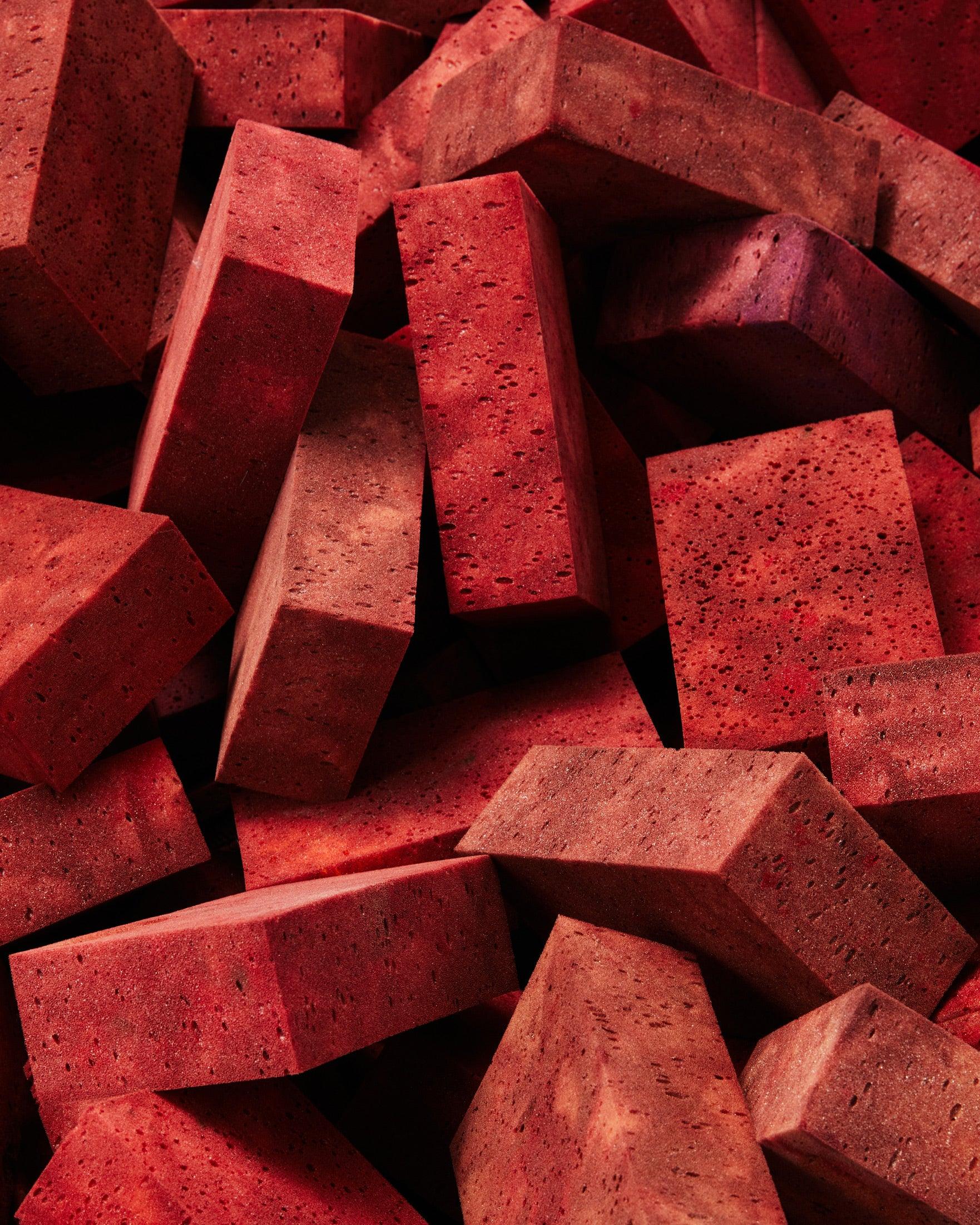 Close-up visualization of red brick material