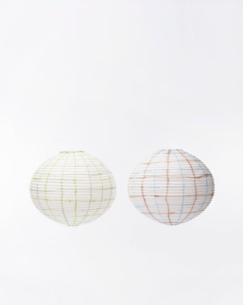 Modern two glitch globe small side by side on white background