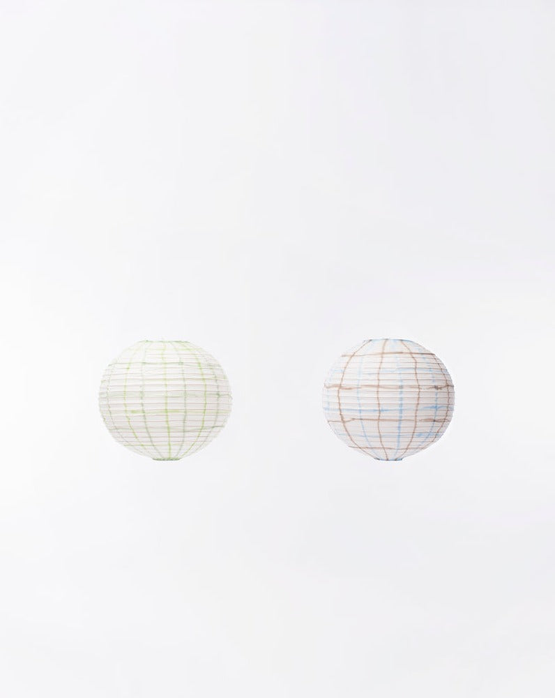 Modern two glitch globe large side by side on white background