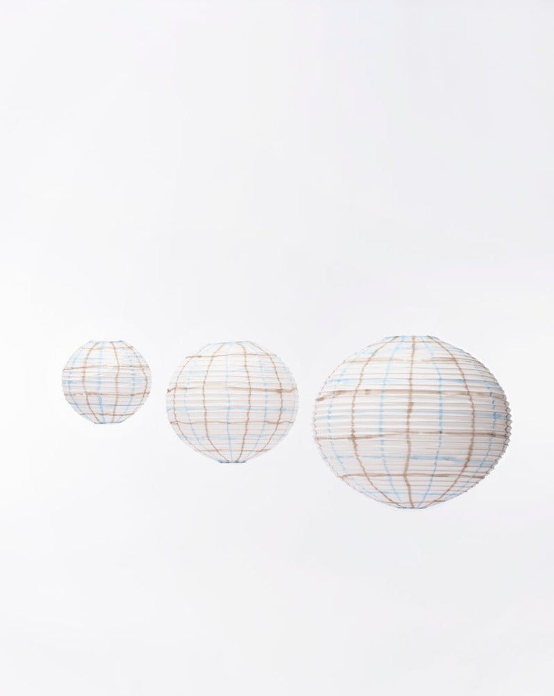 Modern three glitch globes with green lines in vertical position on white background