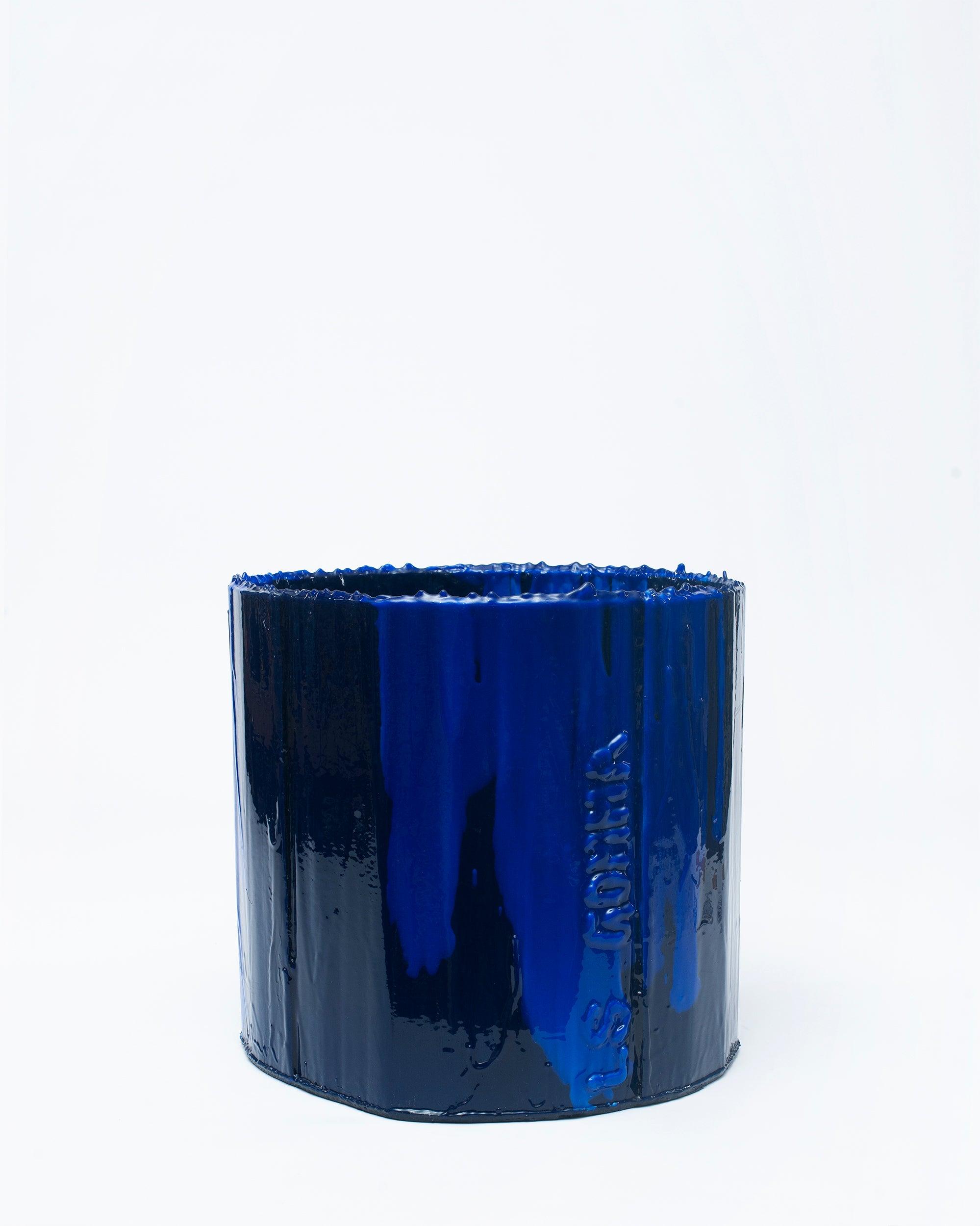White background, NIKO JUNE logo on the right side in handmade organizer object Deep Flex blue