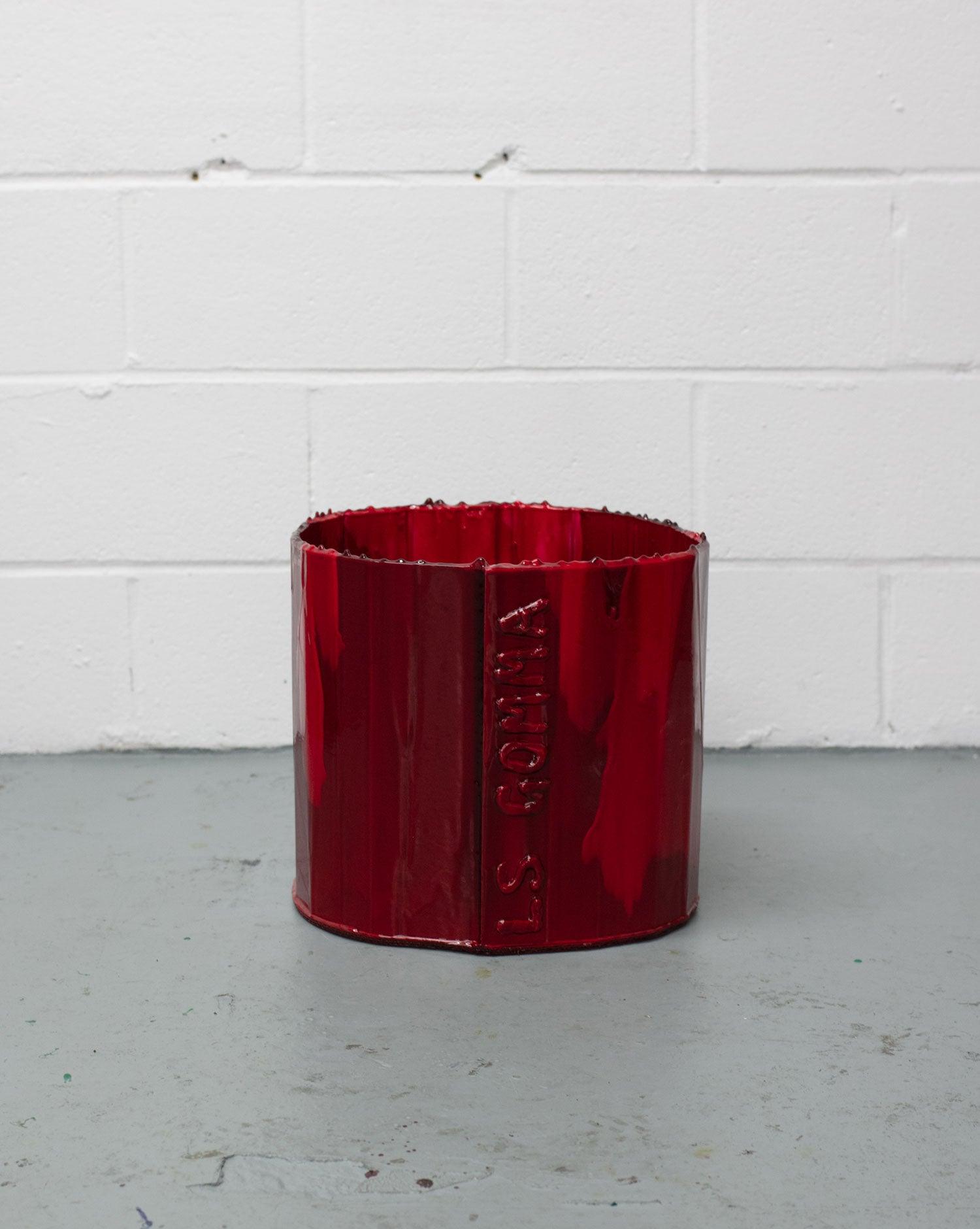 Handmade organizer object Deep Flex red on white brick background