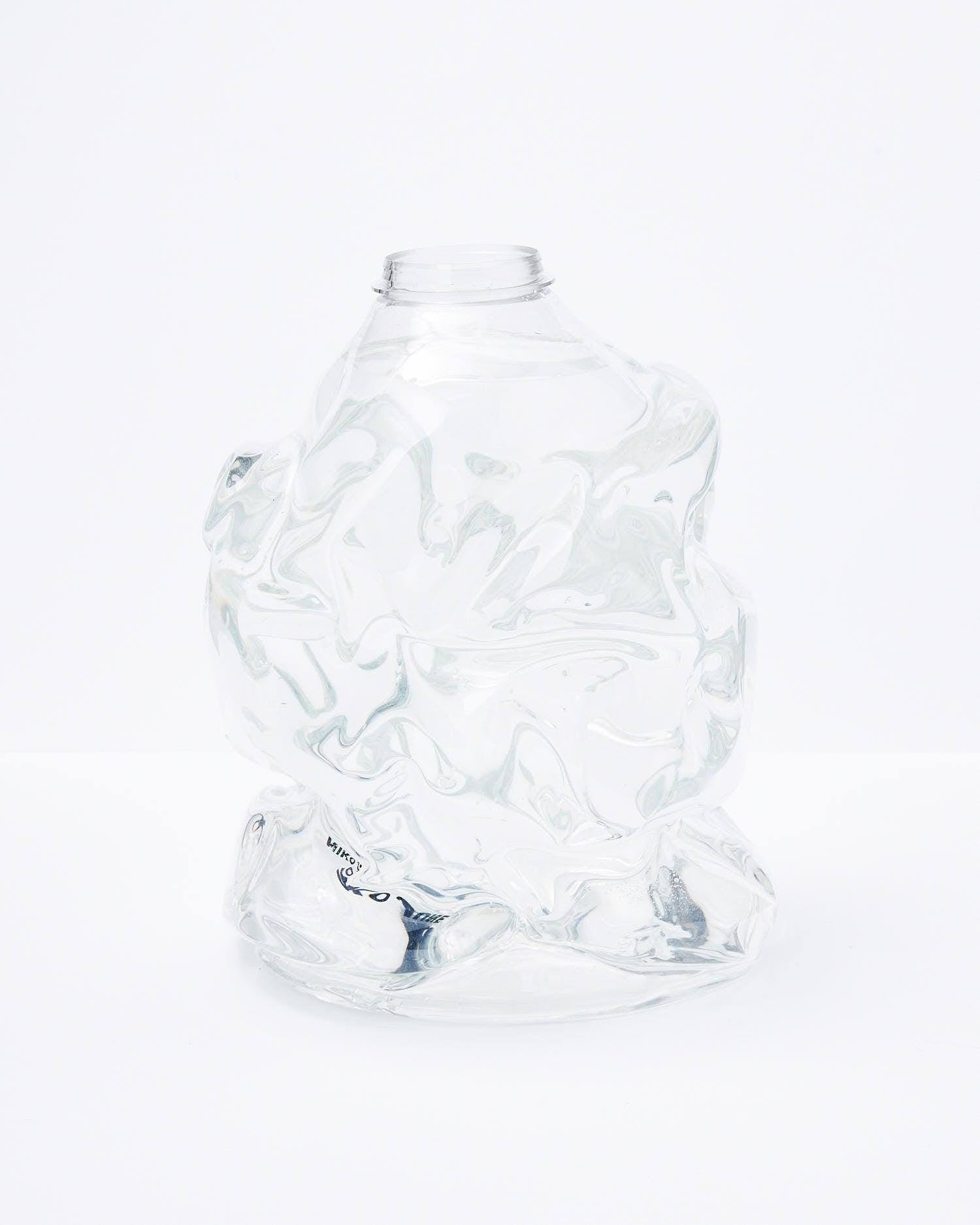 White background, transparent handmade recycled plastic vase large