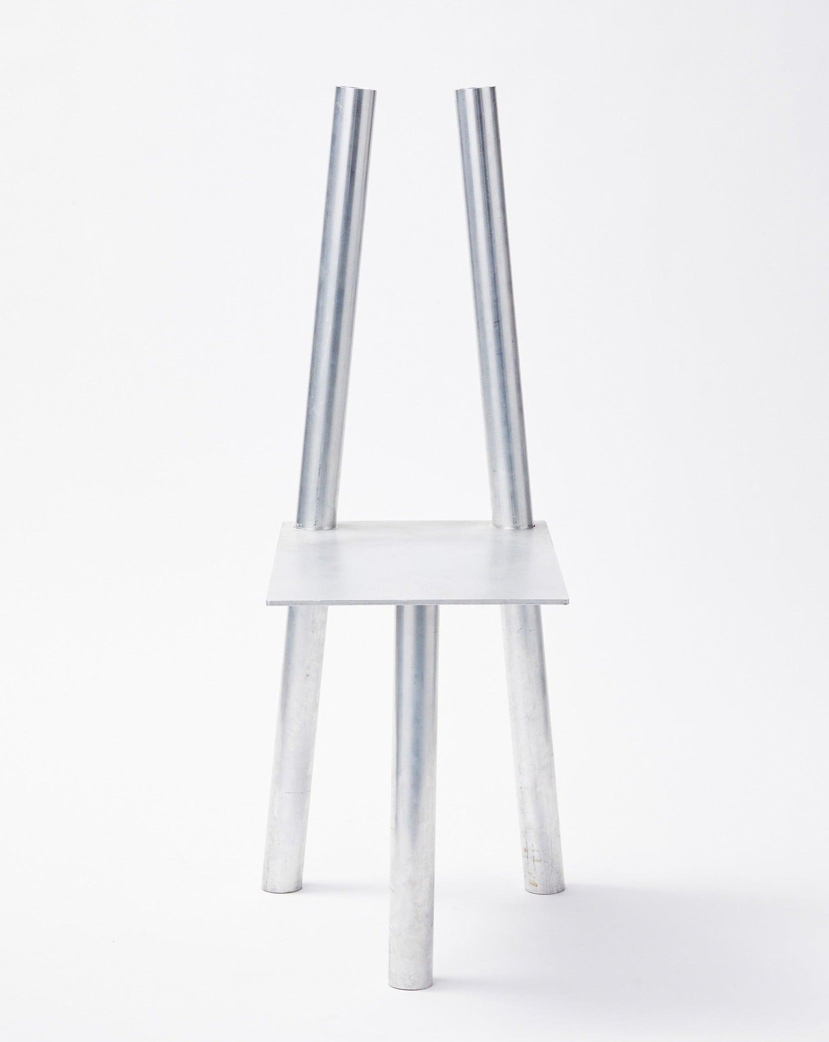 White background, aluminum decorative chair P-L series with front view 