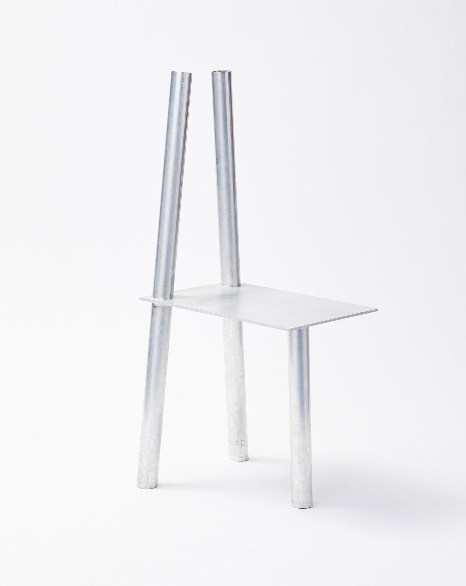 White background, decorative aluminum chair P-L series in an inclined position