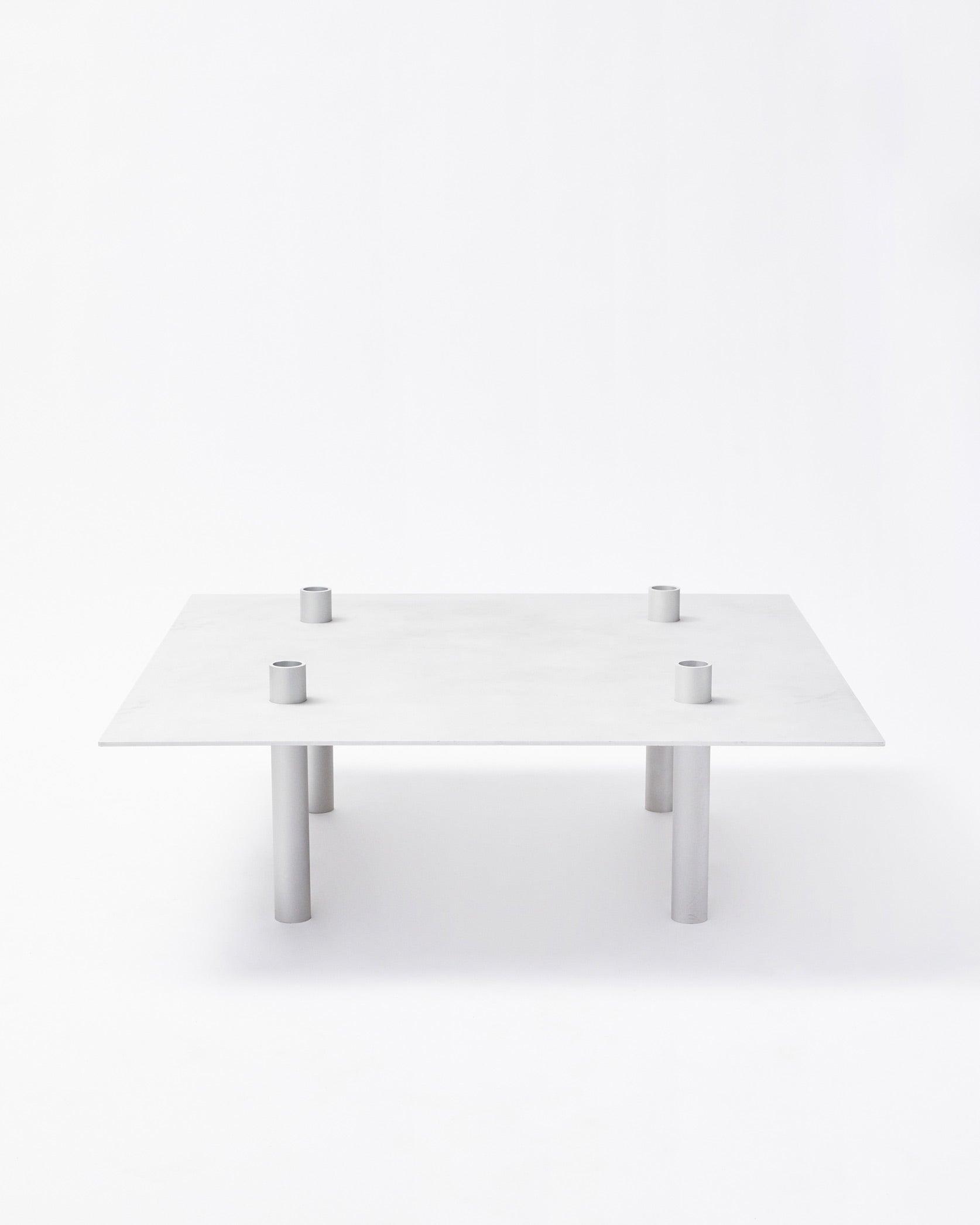 White background aluminum coffee table P-L series with front view