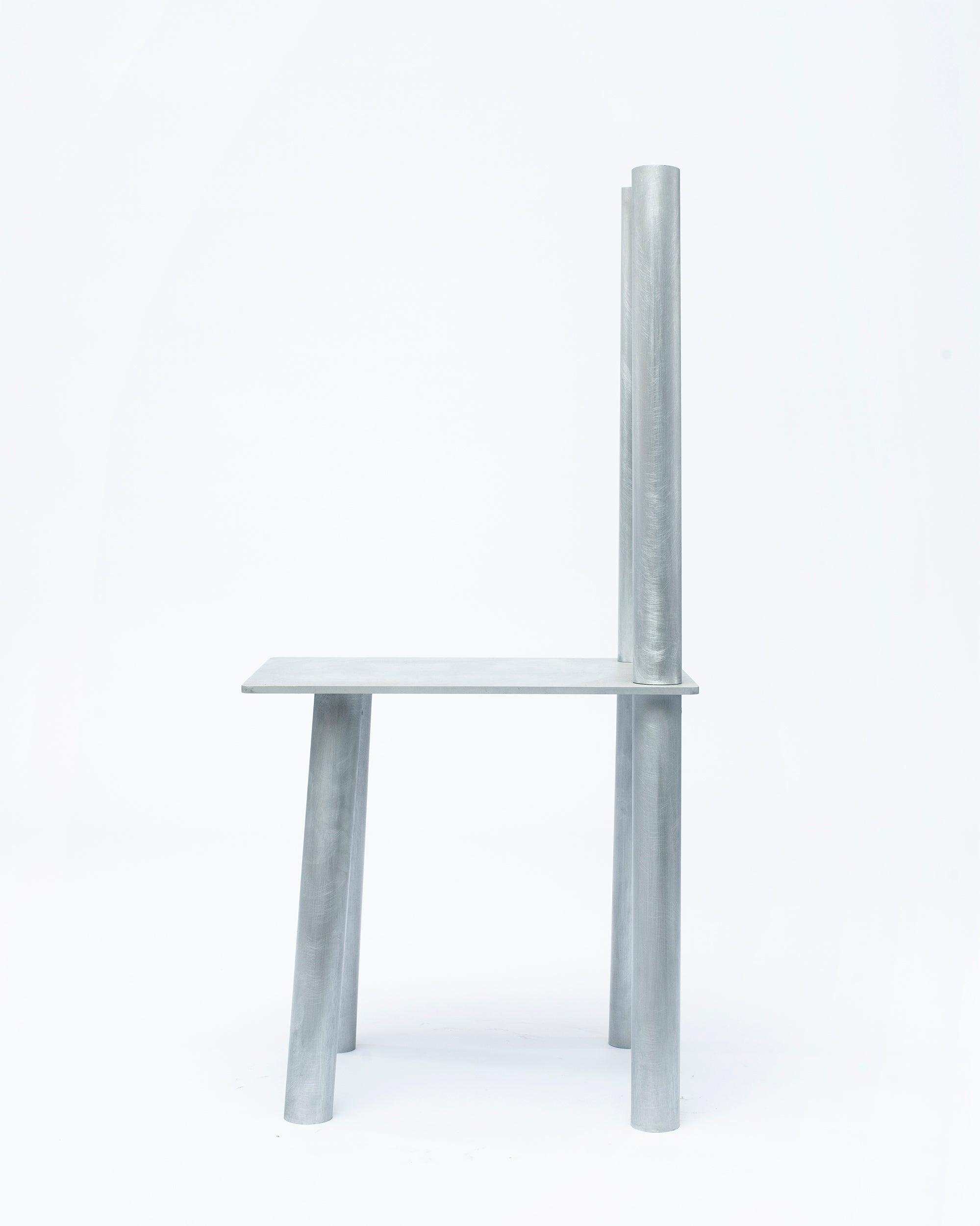 Aluminum Decorative chair P-L series with left side view on white background