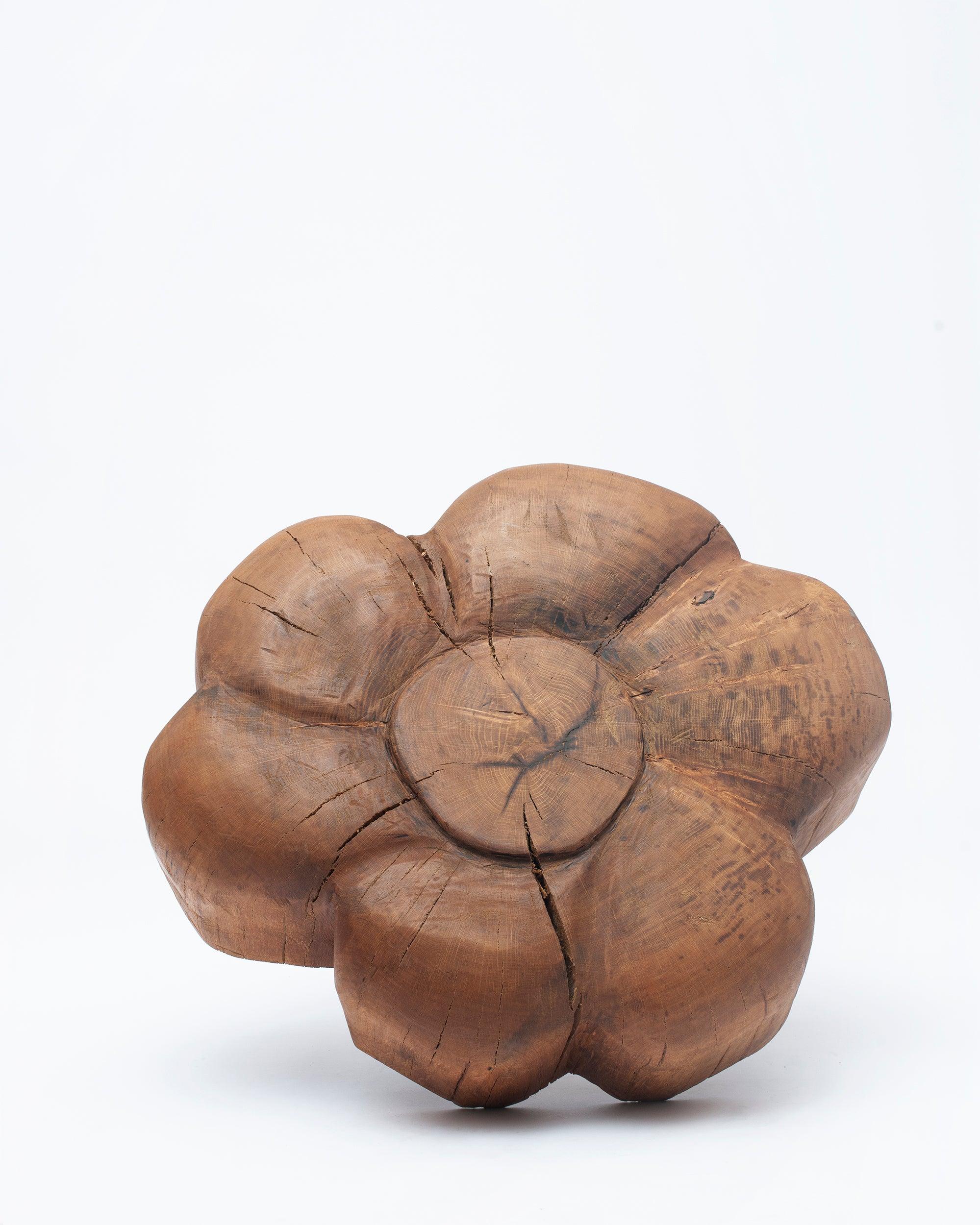 White background, hand-carved wooden with vileplume design in front position